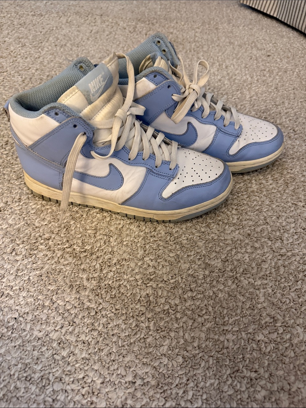 Women’s Nike Light Blue and White High-Top Sneakers Size 8